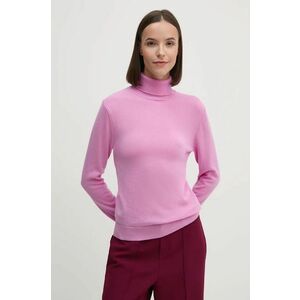 United Colors of Benetton pulover de lana femei, culoarea violet, light, cu guler, 1002D2348 imagine