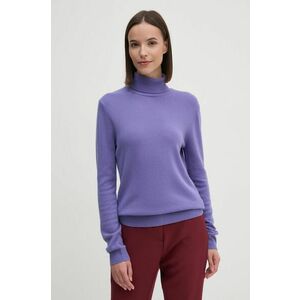 United Colors of Benetton pulover de lana femei, culoarea violet, light, cu guler, 1002D2348 imagine