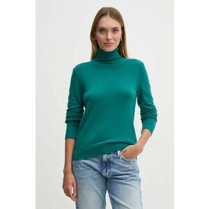 United Colors of Benetton pulover de lana femei, culoarea verde, light, cu guler, 1002D2348 imagine