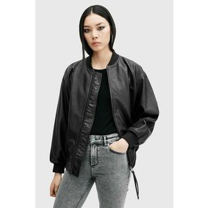 AllSaints geaca bomber de piele BELLE femei, culoarea negru, de tranzitie, W008LB imagine