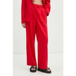 Never Fully Dressed pantaloni Red Sundazed Roamance arden Trousers femei, culoarea rosu, drept, high waist, NFDTR354 imagine