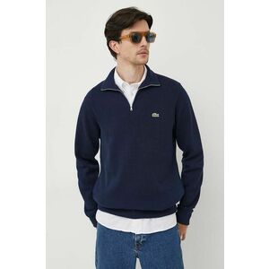 Lacoste pulover de bumbac culoarea bleumarin, cu guler imagine