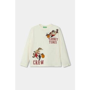 United Colors of Benetton longsleeve din bumbac pentru copii x Looney Tunes culoarea bej, cu imprimeu, 3ATNC10LU imagine