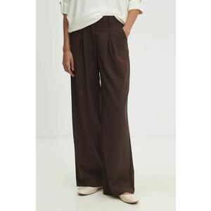 Answear Lab pantaloni femei, culoarea maro, lat, high waist imagine