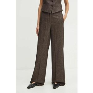 Marella pantaloni din lana culoarea maro, lat, high waist, 2423136102200 imagine