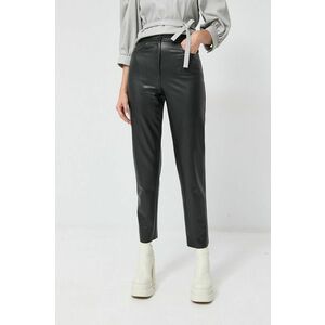 Nissa pantaloni femei, culoarea negru, drept, high waist imagine