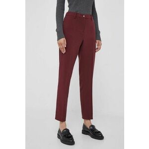 Dkny pantaloni femei, culoarea bordo, drept, high waist imagine