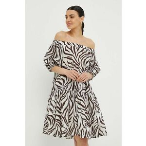 Max Mara Beachwear rochie din bumbac culoarea maro, mini, evazați 2416220000000 imagine