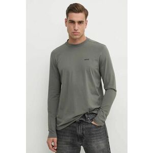 Boss Green longsleeve barbati, culoarea gri, neted imagine