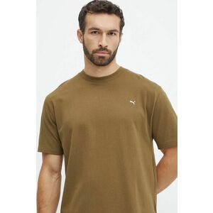 Puma tricou din bumbac MMQ barbati, culoarea verde, neted, 624009 imagine