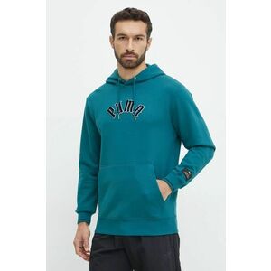 Puma hanorac de bumbac Classics Play Paris Hoodie barbati, culoarea turcoaz, cu glugă, cu imprimeu, 626766 imagine