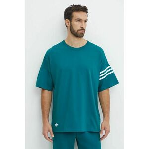 adidas Originals tricou din bumbac Neuclassics Tee barbati, culoarea turcoaz, cu imprimeu, JF9138 imagine