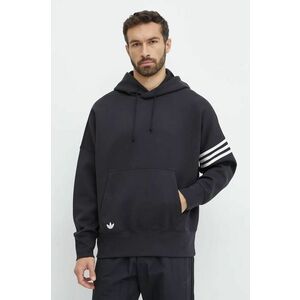 adidas Originals bluza Neuclassics C Hoodie barbati, culoarea negru, cu glugă, cu imprimeu, IW0975 imagine