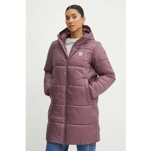 adidas Originals geaca Long Puffer femei, culoarea violet, de iarna, IW5857 imagine