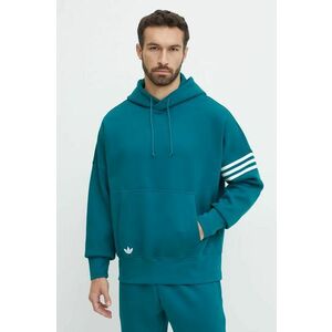 adidas Originals bluza Neuclassics C Hoodie barbati, culoarea verde, cu glugă, cu imprimeu, JF9140 imagine