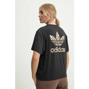 adidas Originals tricou Trefoil Tee Leopard femei, culoarea negru, IW8475 imagine