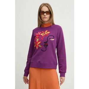 Desigual hanorac de bumbac LADY femei, culoarea violet, cu imprimeu, 24WWSK16 imagine