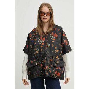 Desigual geaca ARTISTIC FLOWER RI femei, culoarea negru, de tranzitie, oversize, 24WAIY07 imagine