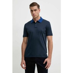 BOSS polo de bumbac culoarea albastru marin, neted, 50521127 imagine