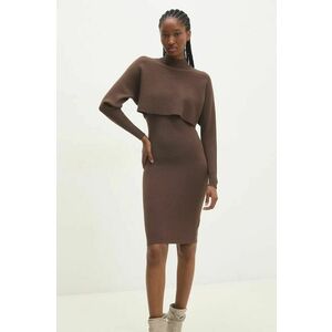 Answear Lab rochie si pulover culoarea maro, mini, mulata imagine