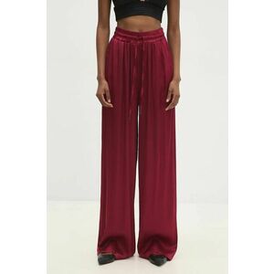 Answear Lab pantaloni femei, culoarea bordo, drept, high waist imagine