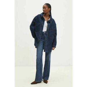 Answear Lab geaca jeans femei, culoarea albastru marin, de tranzitie, oversize imagine