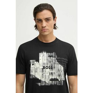 Boss Orange tricou din bumbac barbati, culoarea negru, cu imprimeu, 50528190 imagine