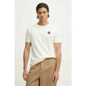 Hackett London tricou din bumbac barbati, culoarea bej, cu imprimeu, HM500846 imagine