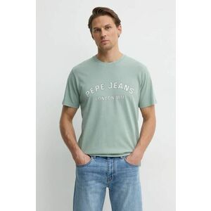 Pepe Jeans tricou din bumbac ALDRIDGE barbati, culoarea verde, cu imprimeu, PM509628 imagine