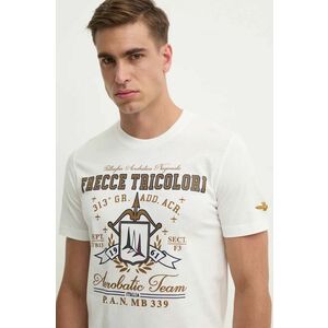 Aeronautica Militare tricou din bumbac barbati, culoarea bej, cu imprimeu, TS2335J634 imagine