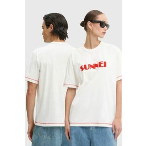 Sunnei tricou din bumbac culoarea alb, cu imprimeu, RTWXJER020 imagine