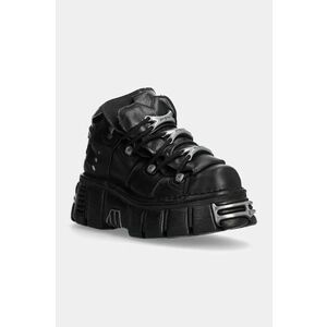 New Rock sneakers din piele Itali Negro + Nomada Negro + Tower Negro Acero culoarea negru, M-106-S1 imagine