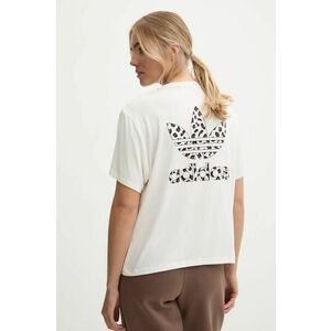 adidas Originals tricou Trefoil Tee Leopard femei, culoarea bej, IW8483 imagine