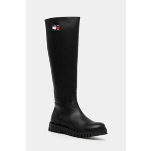 Tommy Jeans cizme TJW LONG SHAFT BOOT femei, culoarea negru, cu toc plat, EN0EN02627 imagine