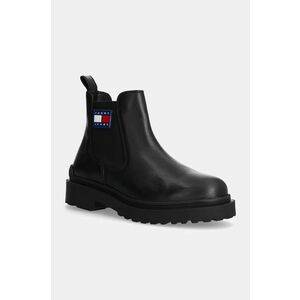 Tommy Jeans ghete chelsea de piele TJM LEATHER CHELSEA BOOT barbati, culoarea negru, EM0EM01448 imagine