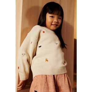 Liewood pulover copii Orlane Embroidery Knit Jumper culoarea bej, LW19159 imagine