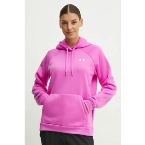 Under Armour bluza Armour Fleece femei, culoarea roz, cu glugă, neted, 1386507 imagine