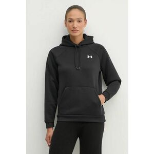 Under Armour bluza Armour Fleece femei, culoarea negru, cu glugă, neted, 1386507 imagine