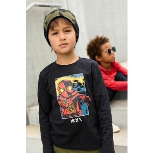 Lego longsleeve din bumbac pentru copii LWTANO 604 culoarea negru, cu imprimeu, 12011301 imagine