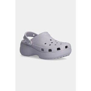 Crocs papuci Classic Platform Clog W femei, culoarea gri, cu platforma, 206750 imagine