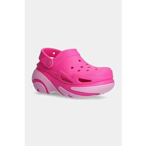 Crocs papuci Bubble Crush Clog femei, culoarea roz, cu platforma, 210061 imagine