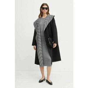 Karl Lagerfeld palton din lână pe două fețe culoarea negru, de tranzitie, oversize, 246W1502 imagine