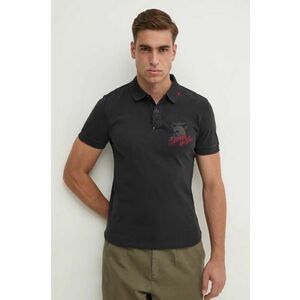 Aeronautica Militare polo de bumbac culoarea gri, cu imprimeu, PO1771J615 imagine