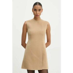 Theory rochie din lana culoarea bej, mini, evazati, O0901602 imagine