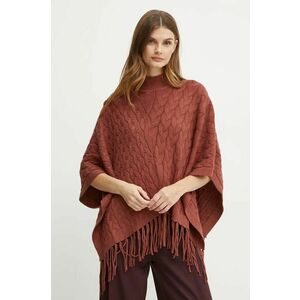 Silvian Heach poncho PLIZ culoarea maro, călduros, GPA24321PN imagine