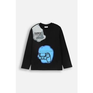 Coccodrillo longsleeve din bumbac pentru copii culoarea negru, cu imprimeu, DIGITAL BOY JUNIOR imagine