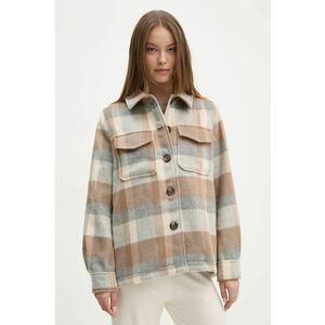 Pepe Jeans jachetă cămașă din amestec de lână CAMERON culoarea gri, de tranzitie, PL402461 imagine