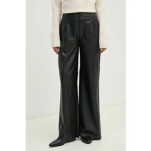 Dkny pantaloni femei, culoarea negru, lat, high waist, DJ4P3039 imagine