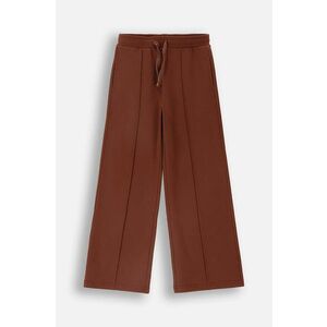 Coccodrillo pantaloni de trening din bumbac pentru copii culoarea maro, neted, RODEO GIRL JUNIOR imagine