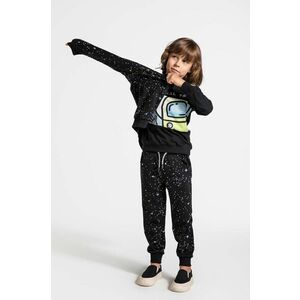 Coccodrillo pantaloni de trening din bumbac pentru copii culoarea negru, modelator, WORLD OF PIXEL BOY KIDS imagine